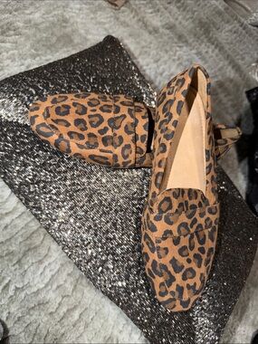 Leopard Print Slip-On Loafers for Women - Brown